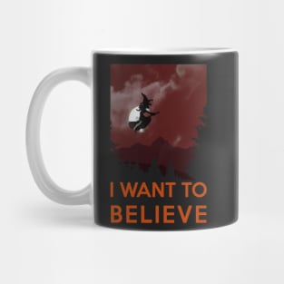 I want to believe - Halloween witch is flying in the moonlight Mug